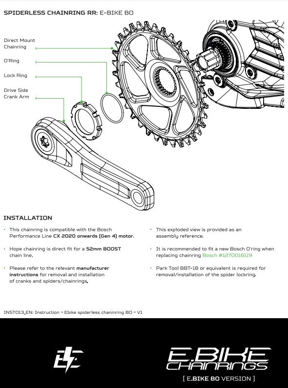 Hope R22 E-Bike Spiderless Retainer Ring - Bosch Gen 4 - Black