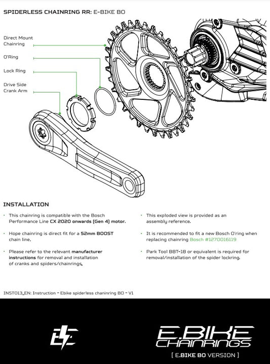Hope R22 E-Bike Spiderless Retainer Ring - Bosch Gen 4 - Black