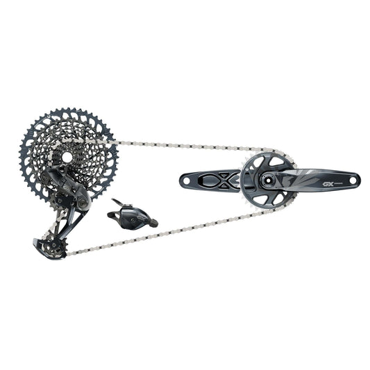 SRAM GX EAGLE DUB GROUPSET (REAR DER, TRIGGER SHIFTER WITH CLAMP, CRANKSET DUB 12S WITH DM 32T X-SYNC CHAINRING, CHAIN 126 LINKS 12S, CASSETTE XG-1275 10-52T, CHAINGAP GAUGE)