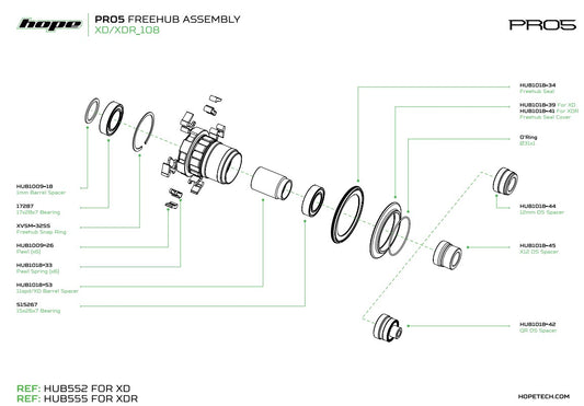 Hope Pro 5 - Sram XD Aluminium Freehub (HUB552)