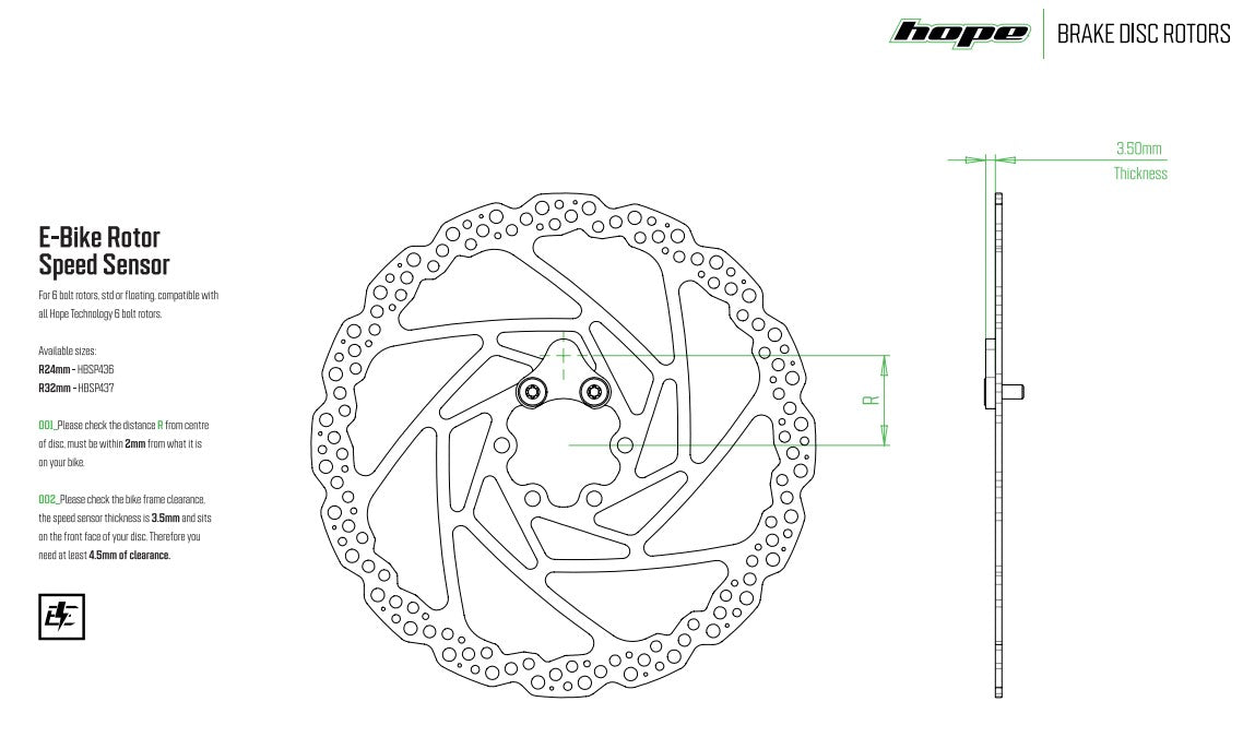 Hope E-Bike Speed Sensor Magnet - 6 Bolt R24 - Silver