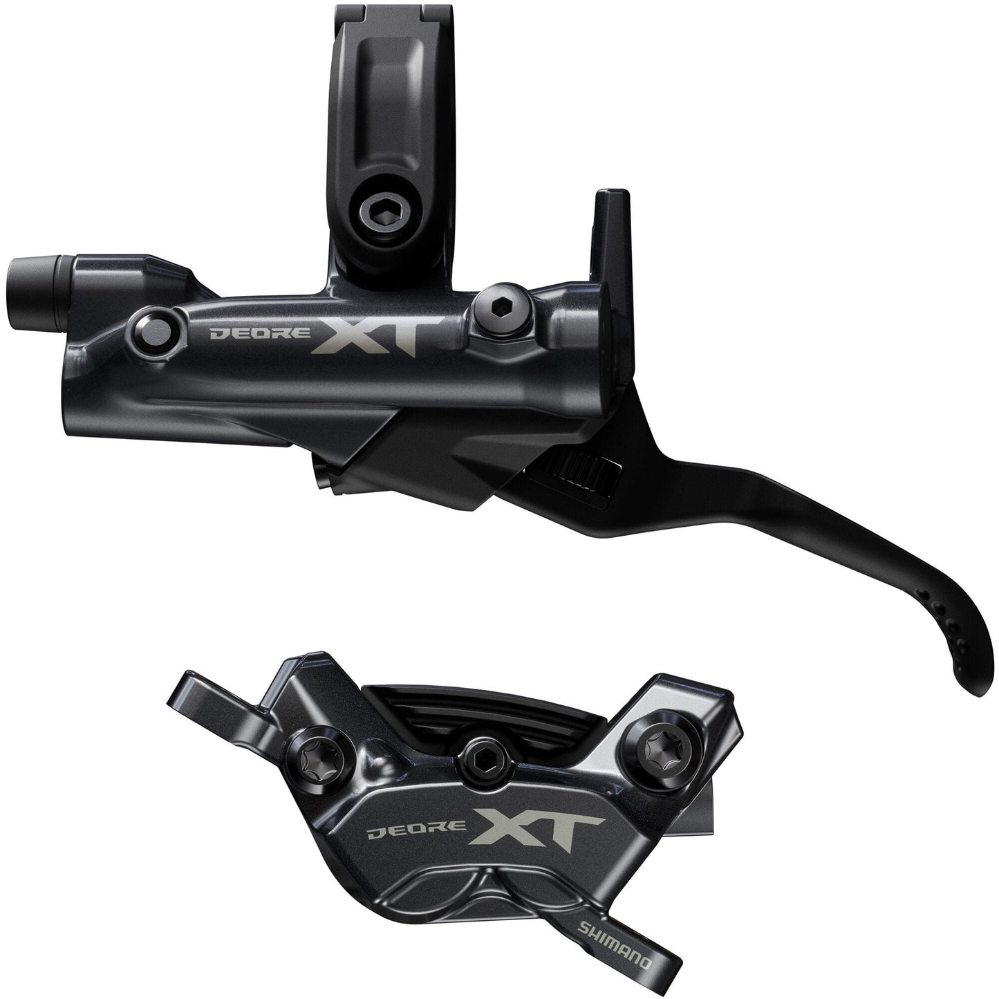 Shimano BR-M8220/BL-M8200 XT 4 pot bled brake lever/post mount calliper, rear left