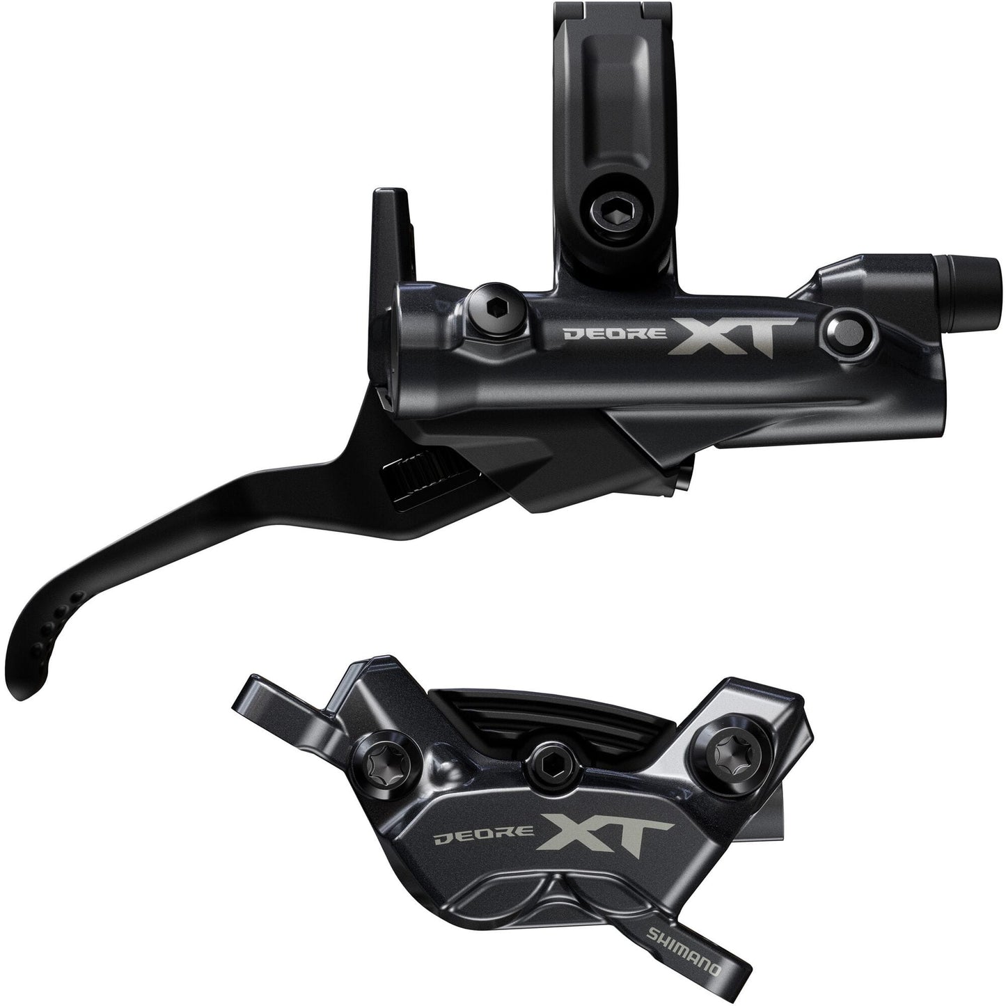 Shimano BR-M8220/BL-M8200 XT 4 pot bled brake lever/post mount calliper, front right