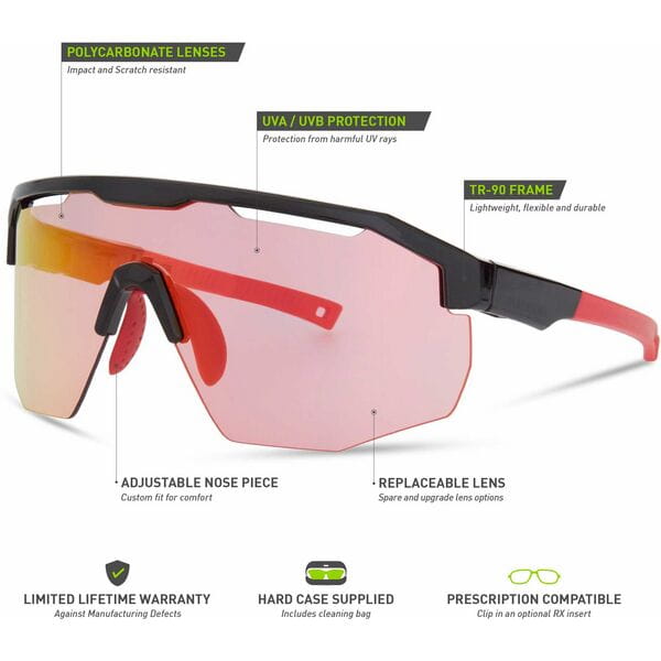 Madison Cipher Glasses - gloss black / pink rose mirror