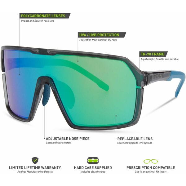 Madison Crypto Glasses - crystal gloss smoke / green mirror