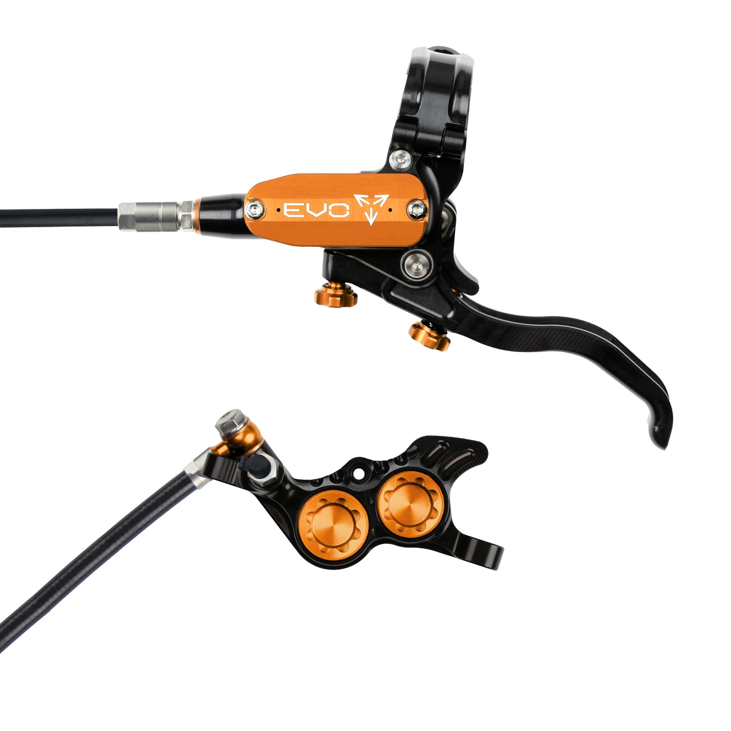 Hope Tech 4 EVO GR4 Brake - Black/Orange - Black Hose - No Rotor