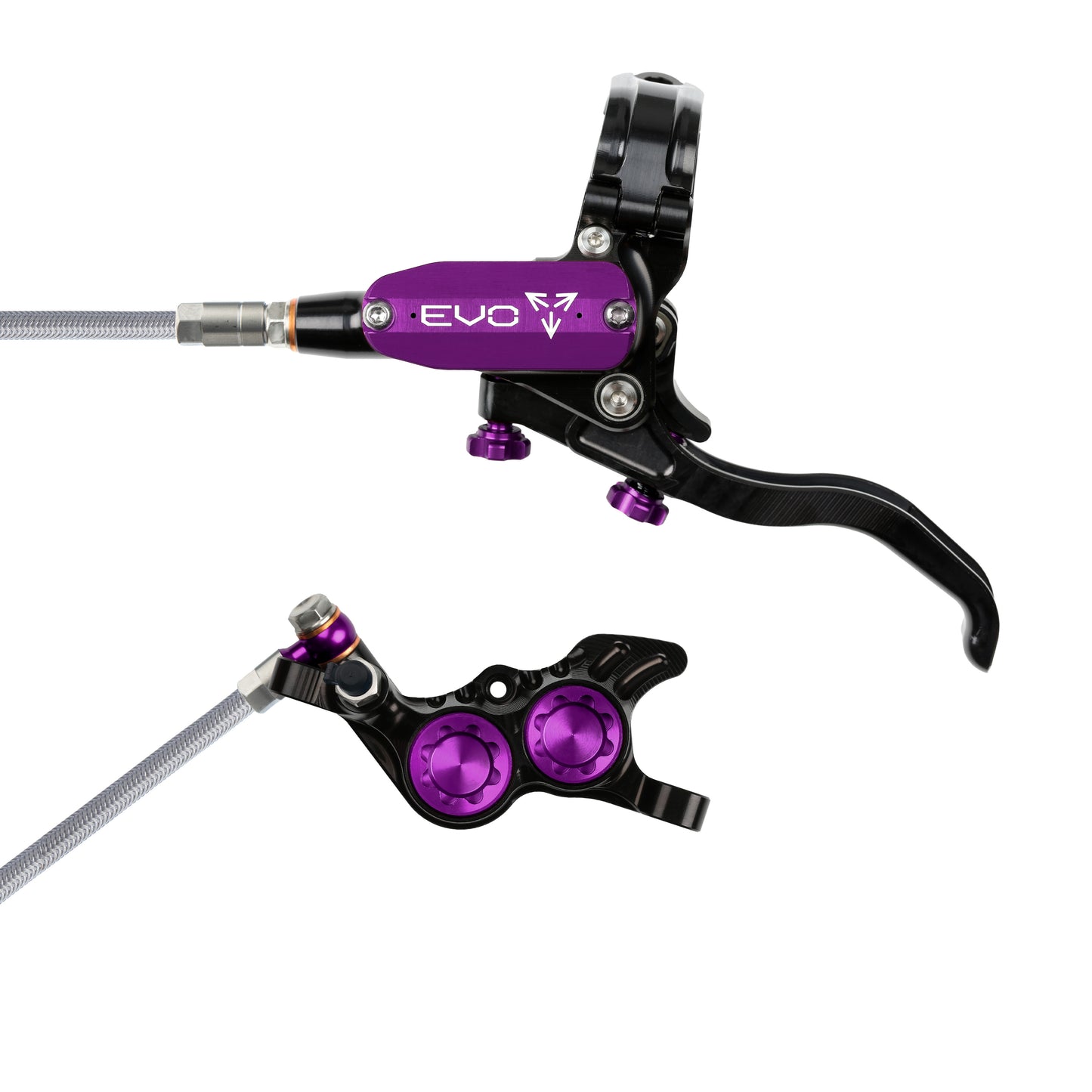 Hope Tech 4 EVO GR4 Brake - Black/Purple - Braided Hose - No Rotor