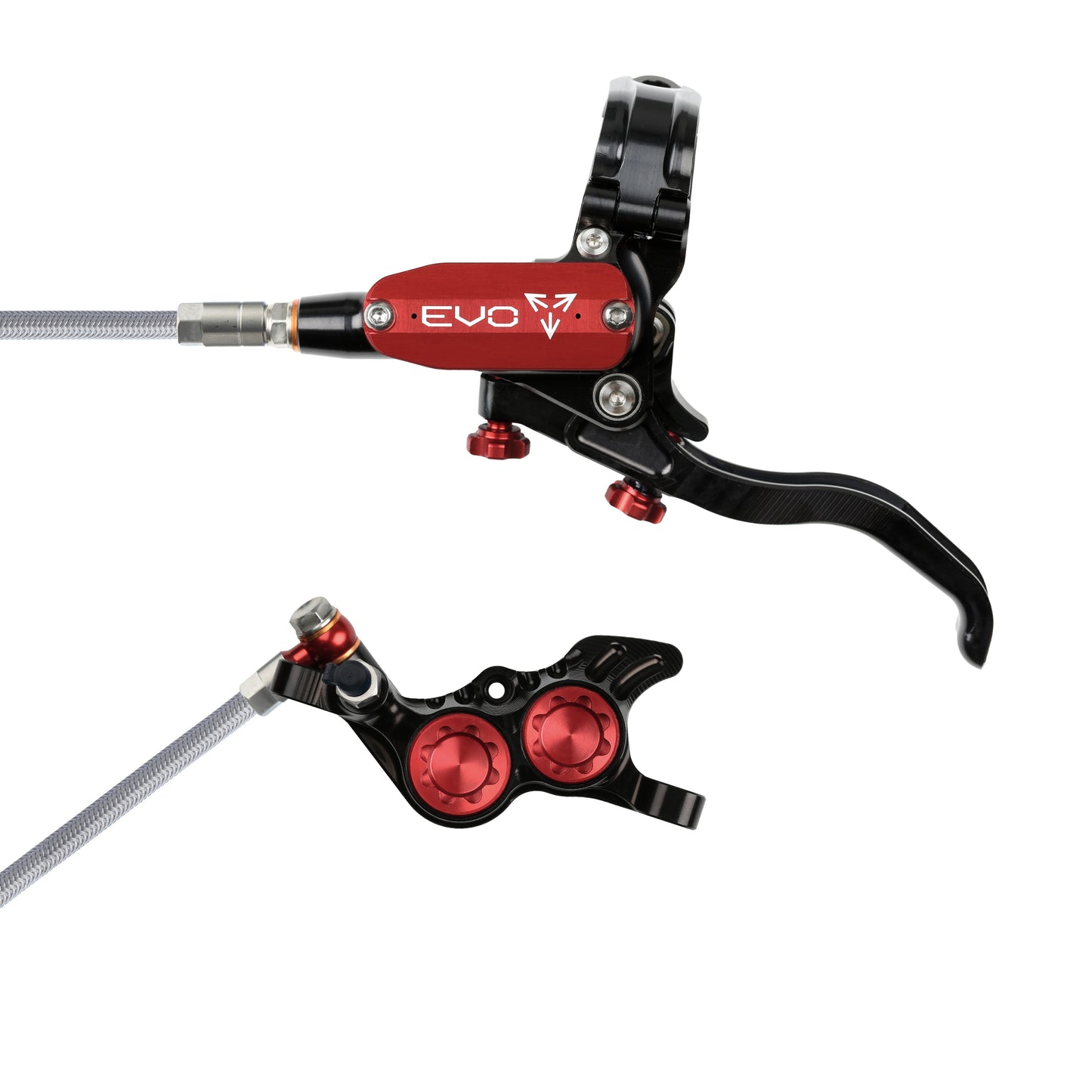 Hope Tech 4 EVO GR4 Brake - Black/Red - Braided Hose - No Rotor