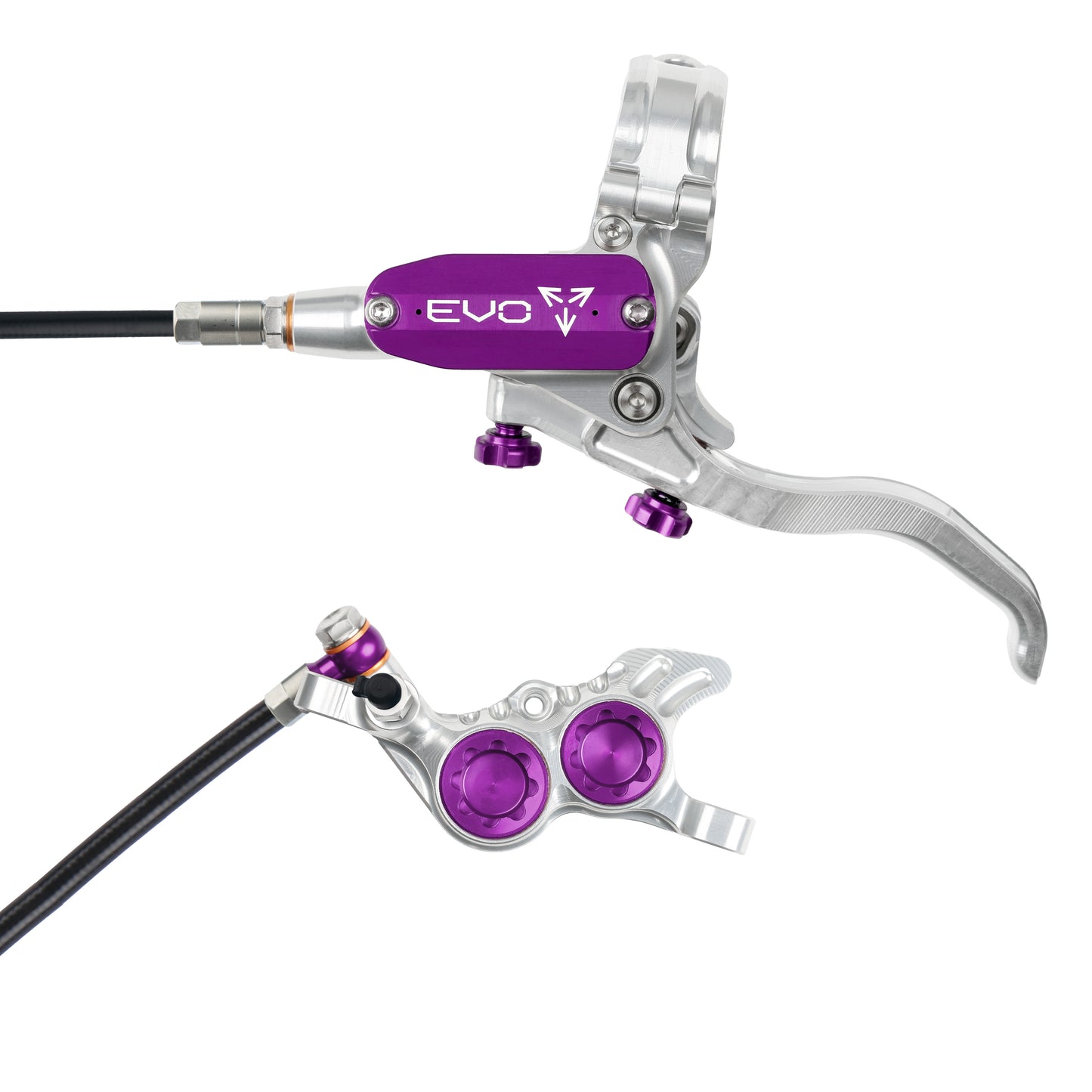 Hope Tech 4 EVO GR4 Brake - Silver/Purple - Black Hose - No Rotor