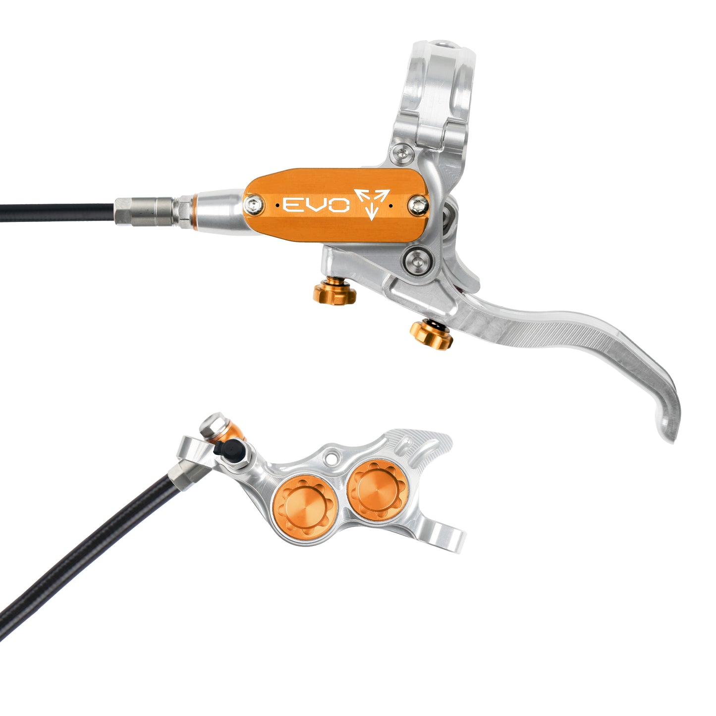Hope Tech 4 EVO TR4 Brake - Silver/Orange - Black Hose - No Rotor