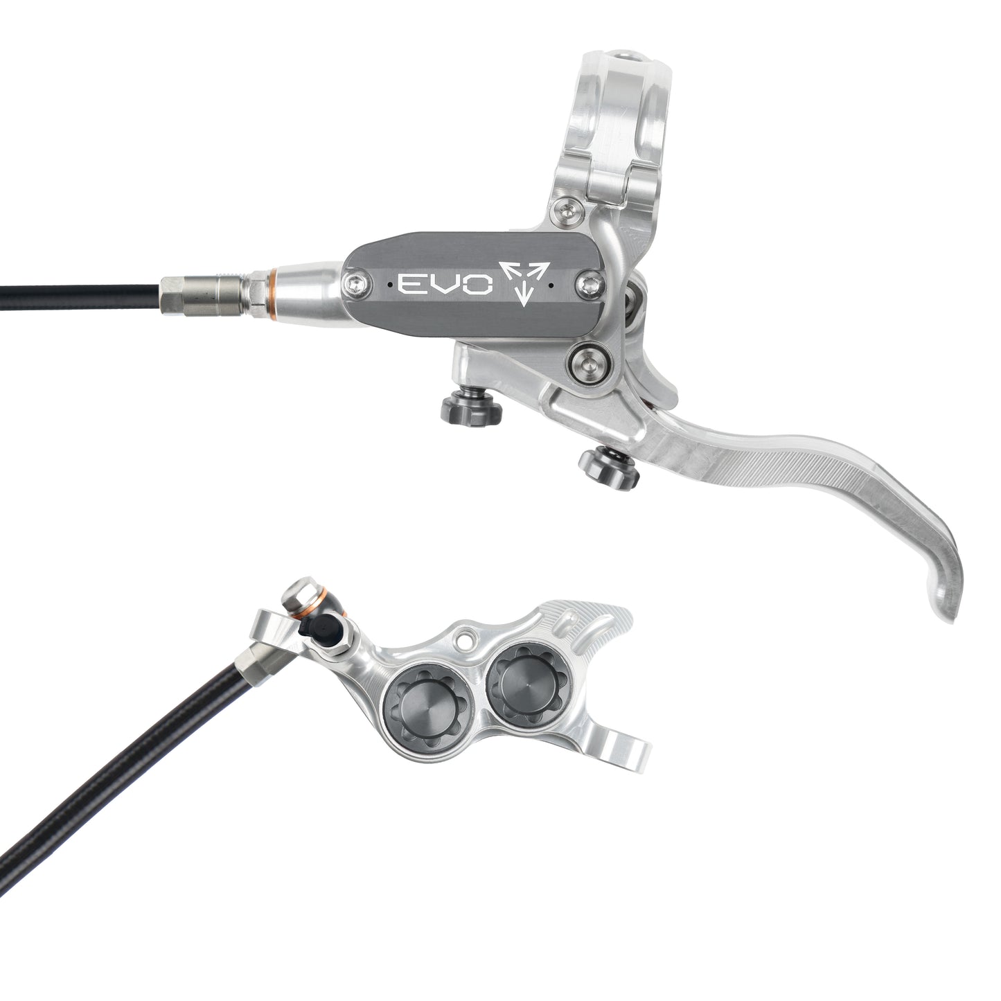Hope Tech 4 EVO TR4 Brake - Silver/Smoke - Black Hose - No Rotor