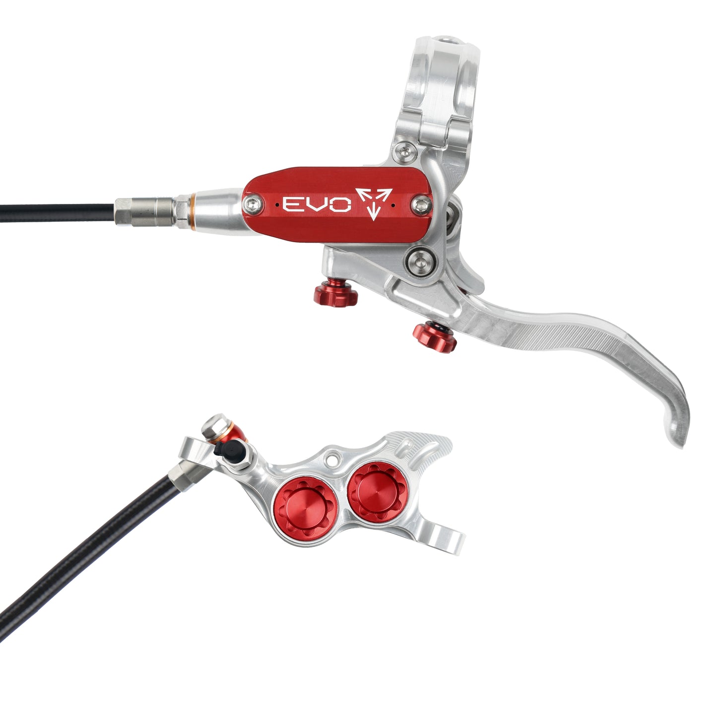 Hope Tech 4 EVO TR4 Brake - Silver/Red - Black Hose - No Rotor