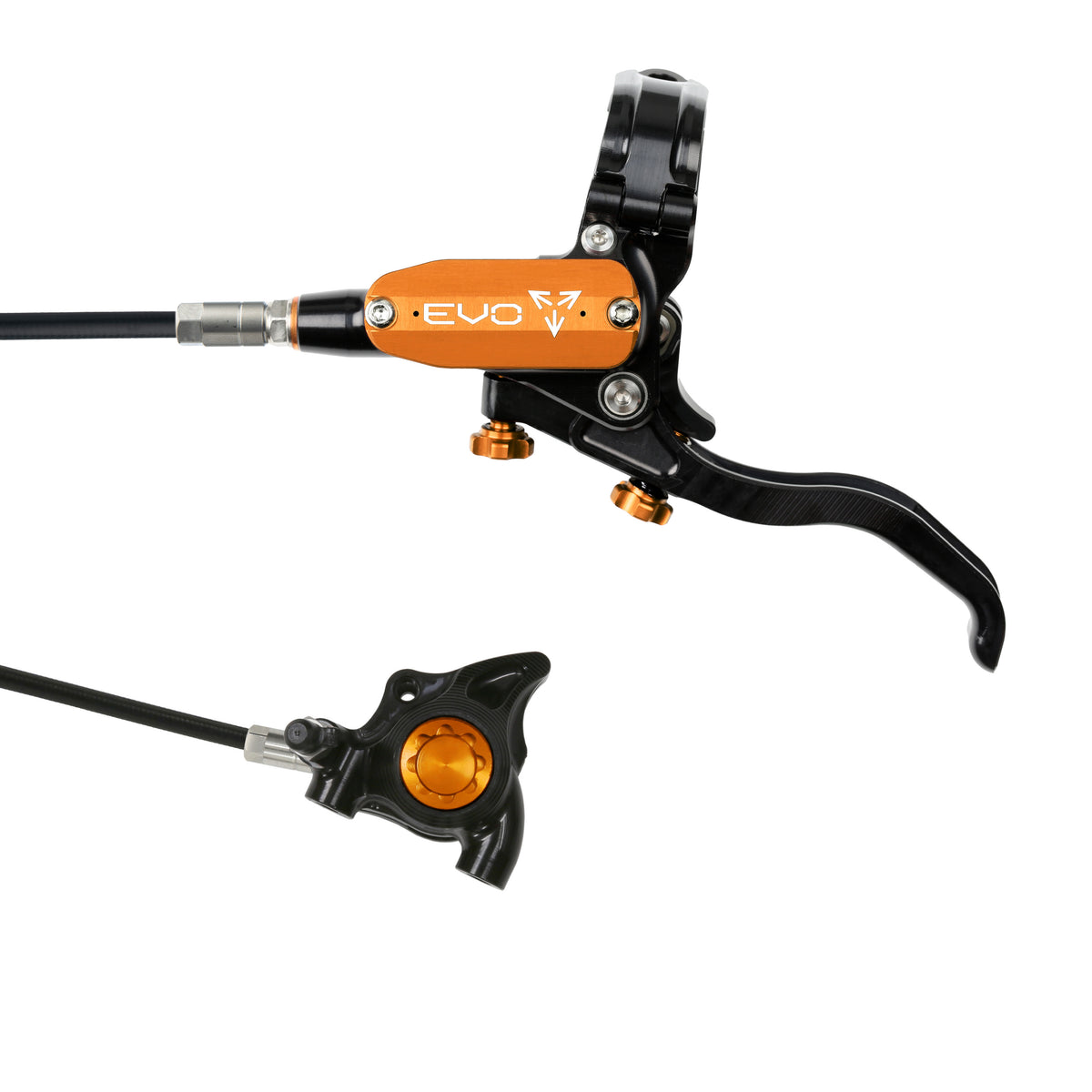 Hope Tech 4 EVO X2 Flatmount Brake - Black/Orange - Black Hose - No Rotor