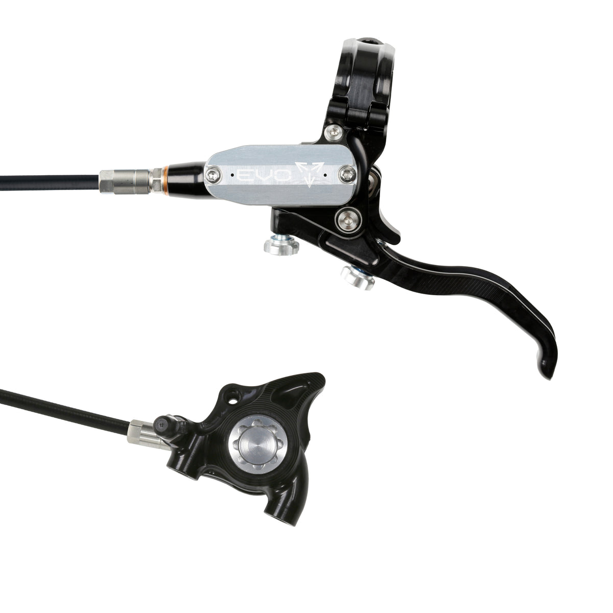 Hope Tech 4 EVO X2 Flatmount Brake - Black/Silver - Black Hose - No Rotor