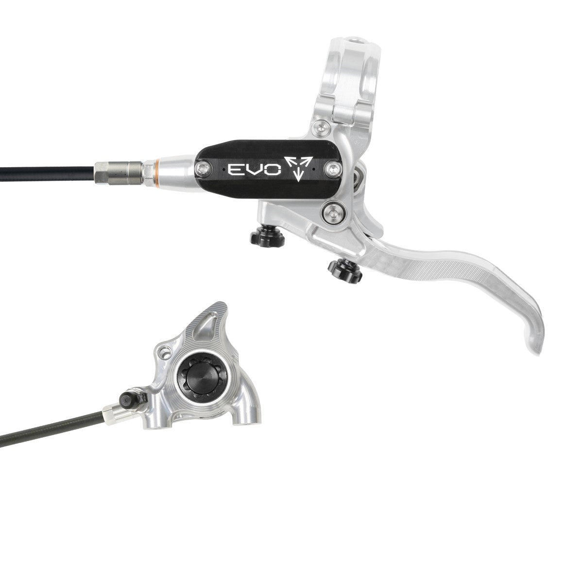 Hope Tech 4 EVO X2 Flatmount Brake - Silver/Black - Black Hose - No Rotor