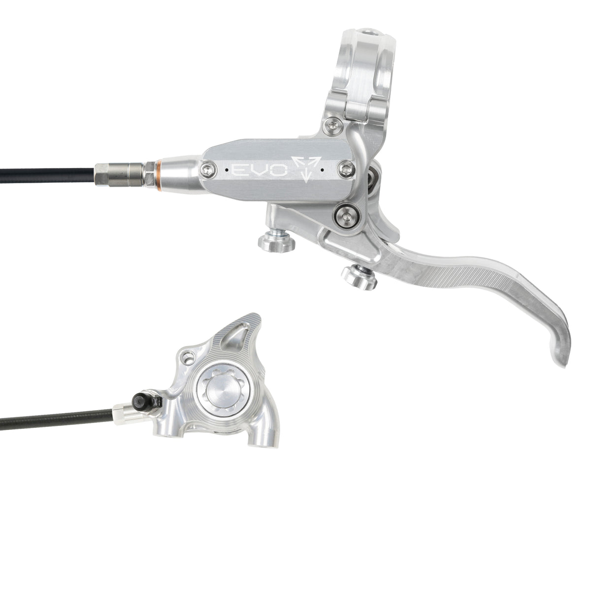Hope Tech 4 EVO X2 Flatmount Brake - Silver/Silver - Black Hose - No Rotor