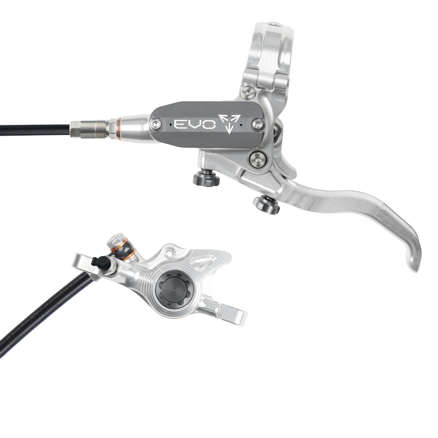Hope Tech 4 EVO X2 Brake - Silver/Smoke - Black Hose - No Rotor