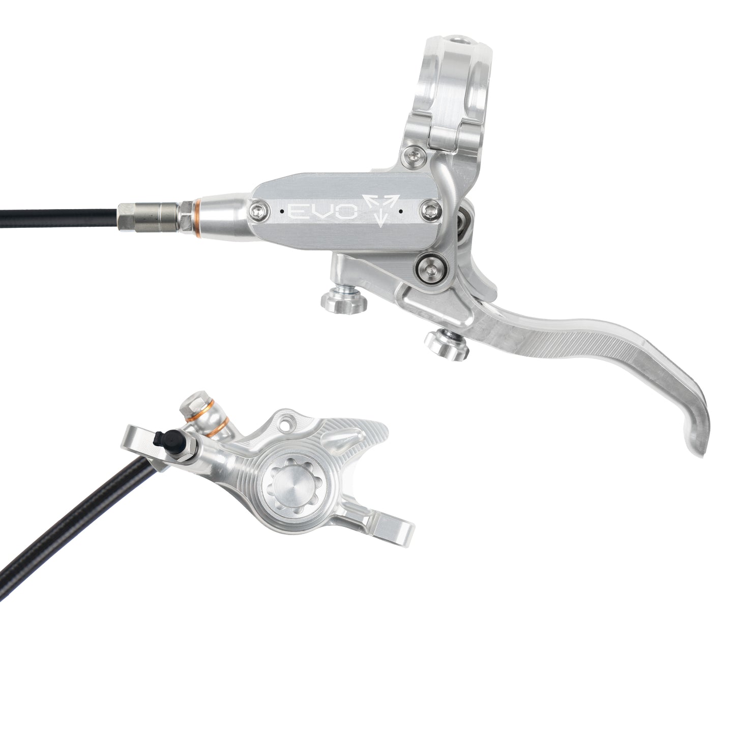 Hope Tech 4 EVO X2 Brake - Silver/Silver - Black Hose - No Rotor