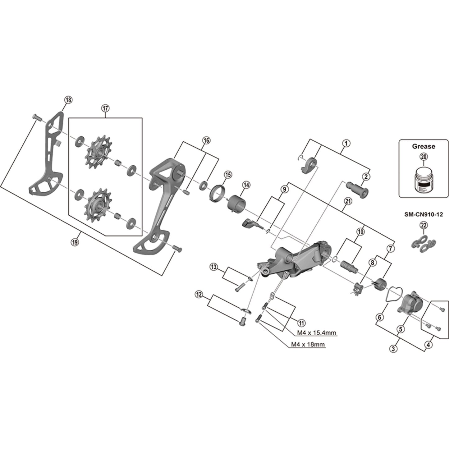 Shimano SLX RD-M7100 tension and guide pulley set