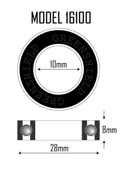 16100-2RS Bearing 28x10x8mm