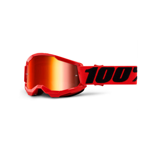 100% Strata 2 Youth Goggle - Red / Red Mirror Lens
