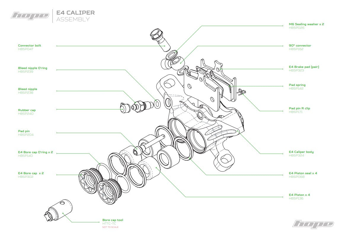 Hope Mm4Large/09Mm4/V4Small/E4 2013 Phen Piston-Caliper - Brake Spares