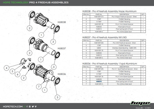 Hope Pro 2/3/Evo/4 Pawl Spring Set Of Four (HUB515)