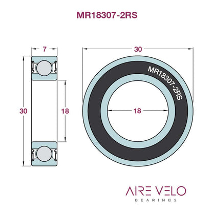 Aire Velo - MR18307-2RS Bearing - 18 x 30 x 7mm