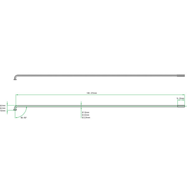 DT Swiss Champion 2mm 14g J-Bend Spokes - Black (Each)