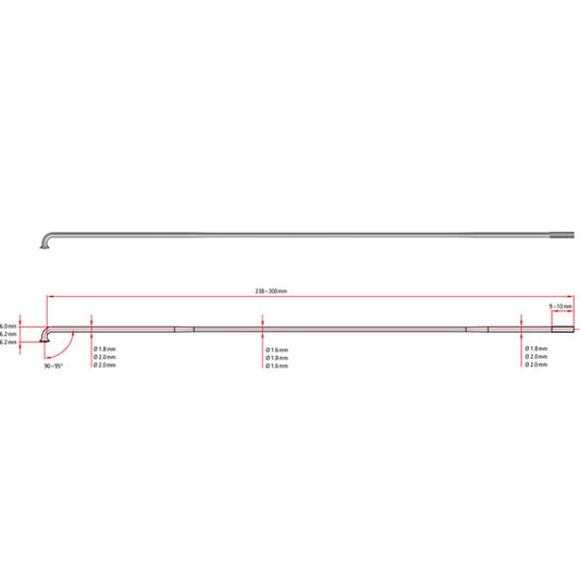 DT Swiss Competition 2mm / 1.8mm 14g/15g Double Butted J-Bend Spokes - Black (Each)
