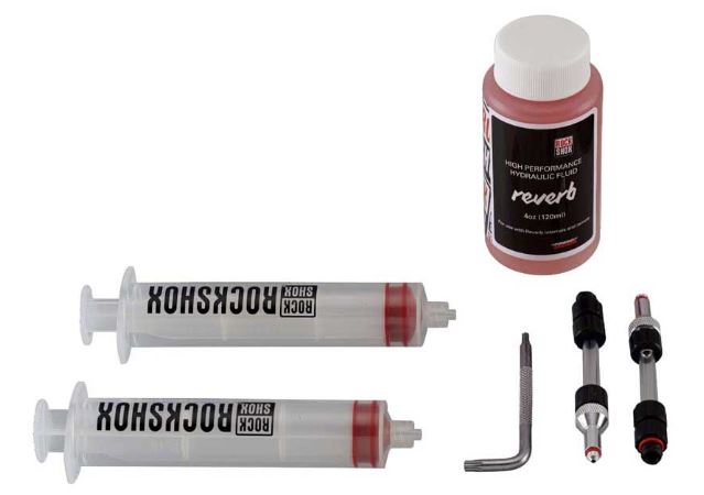 ROCKSHOX STANDARD BLEED KIT (INCLUDES 2 SYRINGES/FITTINGS REVERB HYDRAULIC FLUID 120ML BOTTLE NEW)