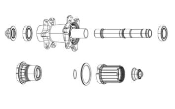 SRAM SPARE - WHEEL SPARE PARTS KIT COMPLETE AXLE ASSEMBLY