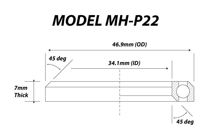MH-P22 HEADSET BEARING - 46.9 x 34.1 x 7mm (45/45 Degree)
