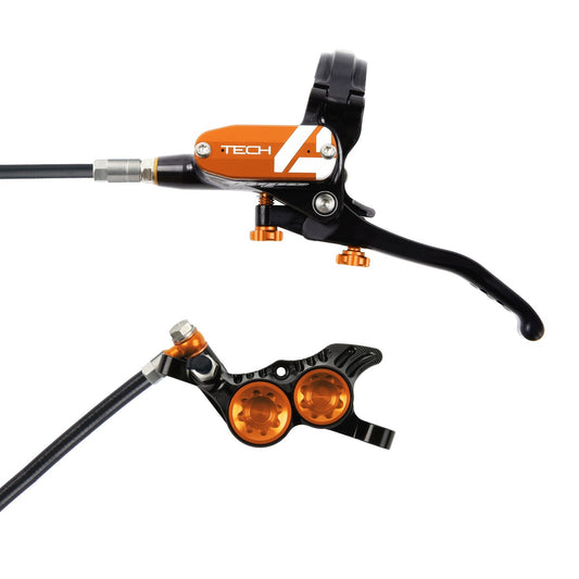 Hope Tech 4 V4 Brakes - Black/Orange - Black Hose