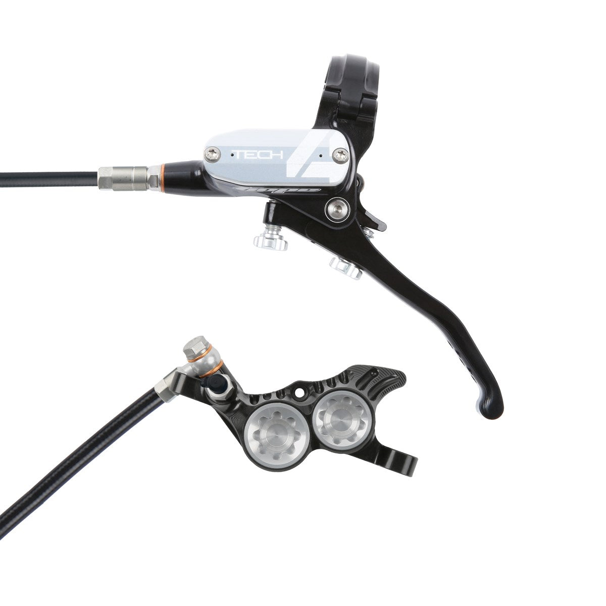 Hope Tech 4 V4 Brakes - Black/Silver - Black Hose