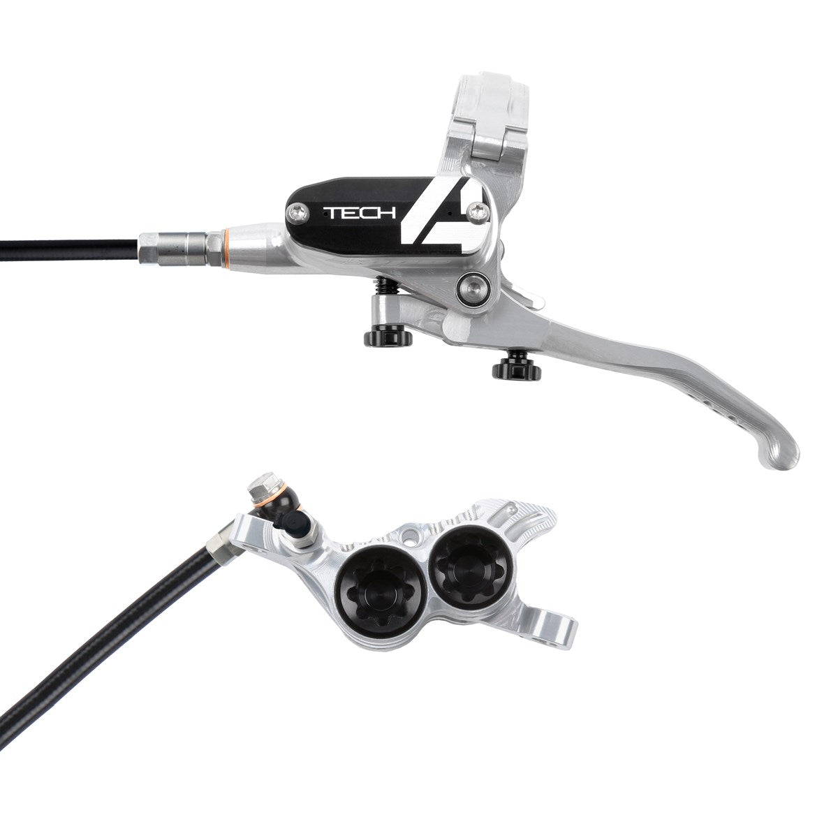 Hope Tech 4 V4 Brakes - Silver/Black - Black Hose