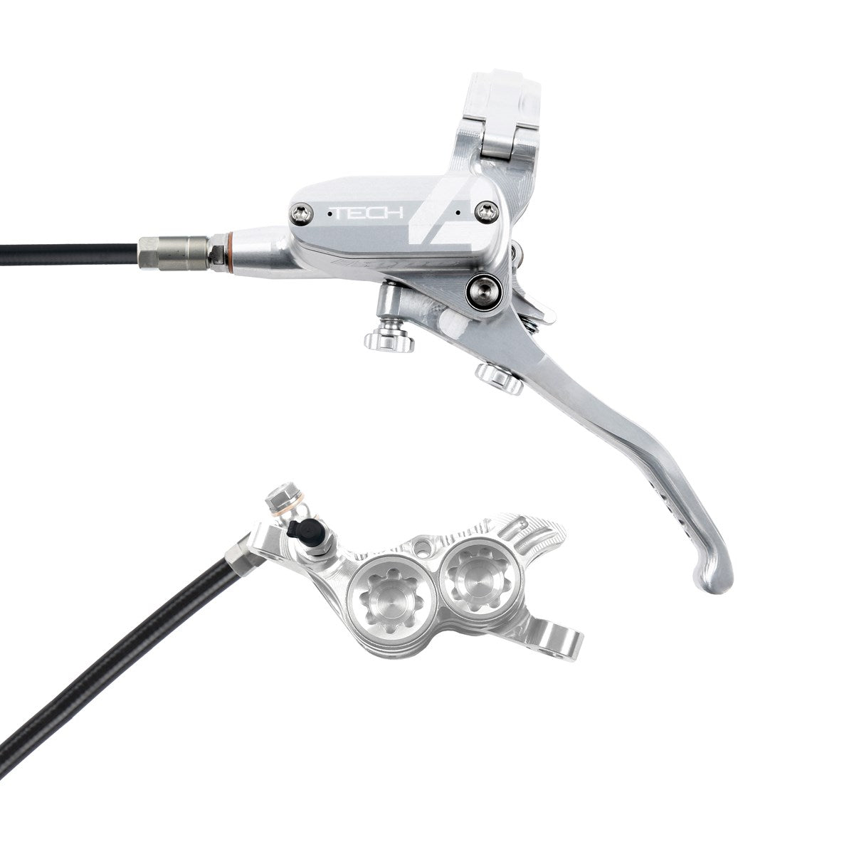 Hope Tech 4 V4 Brakes - Silver/Silver - Black Hose