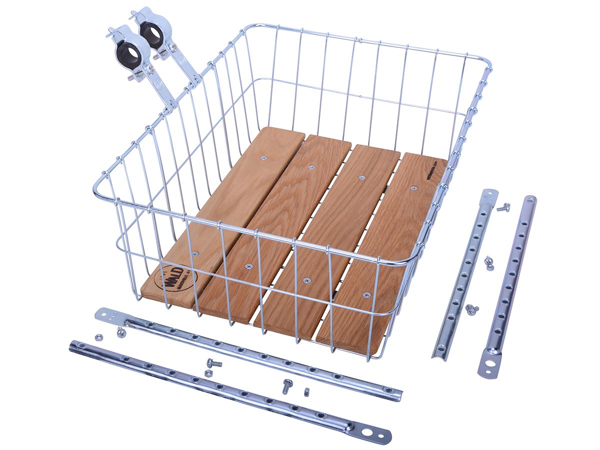 WALD 1392 WOODY LARGE BASKET FRONT RACK - SILVER