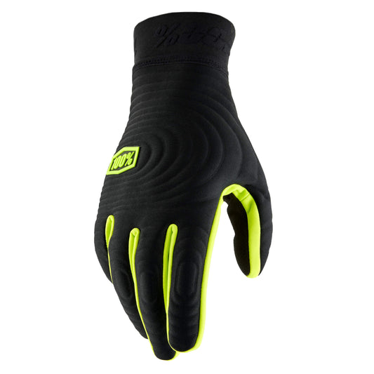100% Brisker Xtreme Cold Weather Gloves - Black / Fluo Yellow