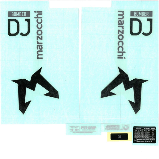 Marzocchi Fork Bomber DJ Decal Kit: Std/Clear Logo Gloss 2024