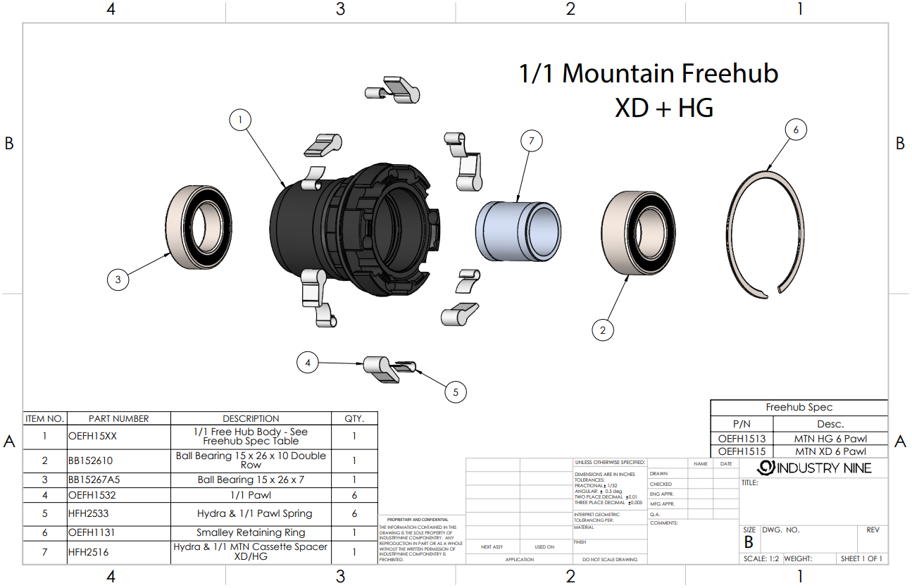 Industry Nine 1/1 Freehub MTN - XD 6 pawl Freehub Body Only