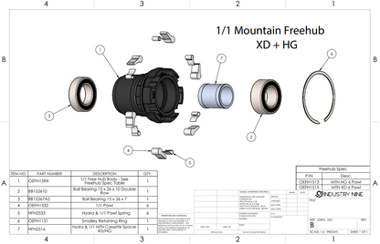 Industry Nine 1/1 Freehub MTN - XD 6 pawl Freehub Body Only