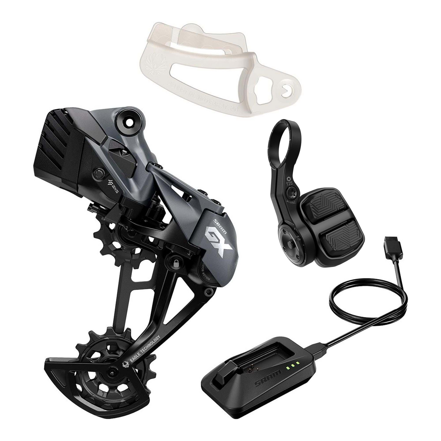 SRAM GX EAGLE AXS UPGRADE KIT (REAR DERAILLEUR WITH PROTECTOR, BATTERY, POD CONTROLLER W/INFINITE CLAMP, POWERLOCK, CHARGER/CORD, CHAIN GAP TOOL, SRAM MULTITOOL)