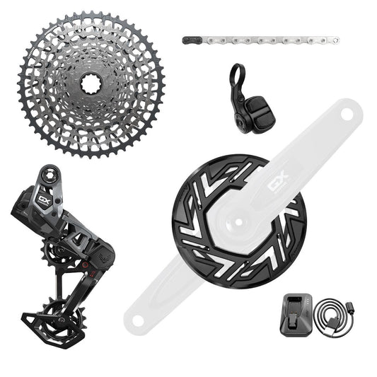 SRAM - GX T-Type Eagle E-Mtb 104Bcd Transmission Axs Groupset (Rd W/Battery/Charger/Cord, Ec Pod, Cr 104Bcd T-Type 34T,Clip-On Guard, Cn 126L, Cs Xs-1275 10-52T) – Cranks Not Included