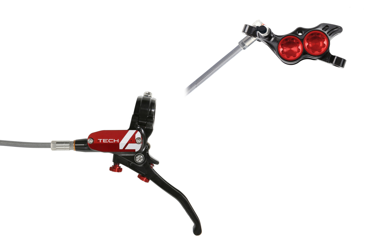 Hope Tech 4 E4 - No Rotor - Black/Red - Braided