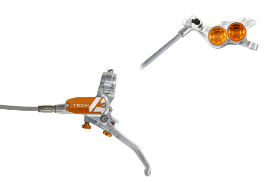 Hope Tech 4 E4 - No Rotor - Silver/Orange - Braided