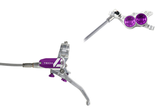 Hope Tech 4 E4 - No Rotor - Silver/Purple - Braided