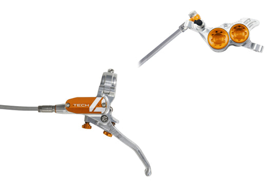 Hope Tech 4 V4 - No Rotor - Silver/Orange - Braided