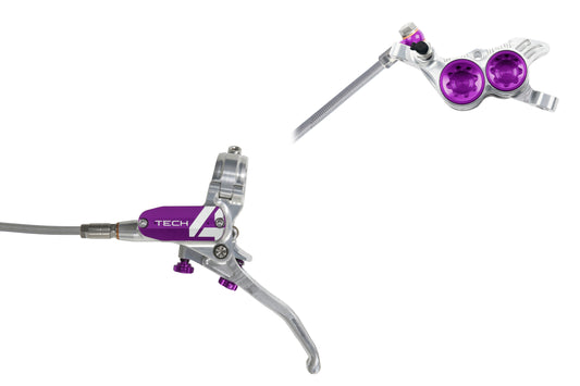 Hope Tech 4 V4 - No Rotor - Silver/Purple - Braided