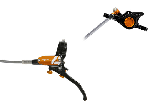 Hope Tech 4 X2 - No Rotor - Black/Orange - Braided Hose
